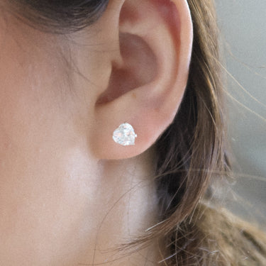Silver CZ Heart Stud Earrings